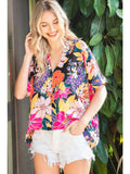 Flower Garden V-Neck Shift Top