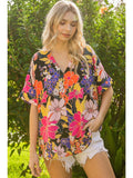Flower Garden V-Neck Shift Top
