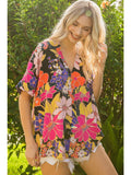 Flower Garden V-Neck Shift Top