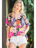 jodifl v-neck shift top floral
