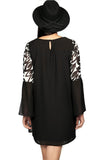 Bell Sleeve Key Hole Dress, Black