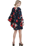 Criss Cross Layered Ruffle Sleeve Floral Dress, Navy