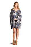 Floral Patchwork Print Dress, Grey