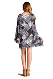 Floral Patchwork Print Dress, Grey