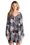 Floral Patchwork Print Dress, Grey
