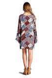Floral Patchwork Print Dress, Red