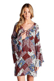 Floral Patchwork Print Dress, Red
