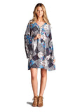 Floral Patchwork Print Dress, Blue
