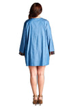 Tassel Embroidered Denim Dress, Blue
