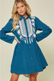 Embroidered & Paisley Shirt Dress