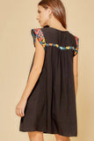 Floral Embroidered Cap Sleeve Dress