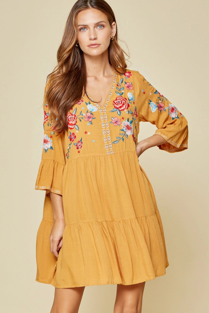 Andree by unit / savanna jane Floral Embroidered BABYDOLL Dress