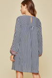 Floral Embroidered Striped Dress