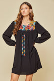 Floral Embroidered Long Sleeve Dress