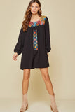 Floral Embroidered Long Sleeve Dress