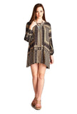Bohemian Keyhole Mini Dress, Camel