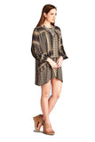 Bohemian Keyhole Mini Dress, Camel