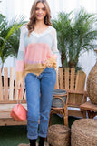 Frayed Multi Color Light Weight Sweater