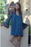 Floral Bell Sleeve Dress, Multi