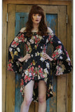 Floral Walk Through Romper, Black