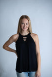 Keyhole Tank Top, Black