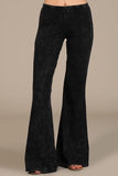 Mineral Wash Bell Bottom Soft Pants, Black