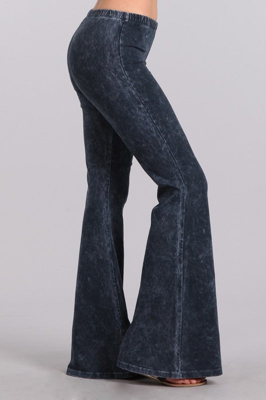 Mineral Wash Bell Bottom Soft Pants, Charcoal Navy