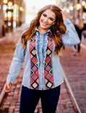 layerz denim embroidered shirt