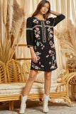 Floral & Aztec Embroidered Dress