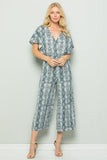 Snake Print Surplice Jumpsuit, Grey