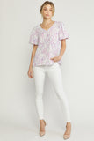Watercolor Puff Sleeve Blouse, Lilac