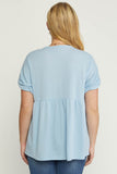 Waffle Knit Babydoll Top, Blue