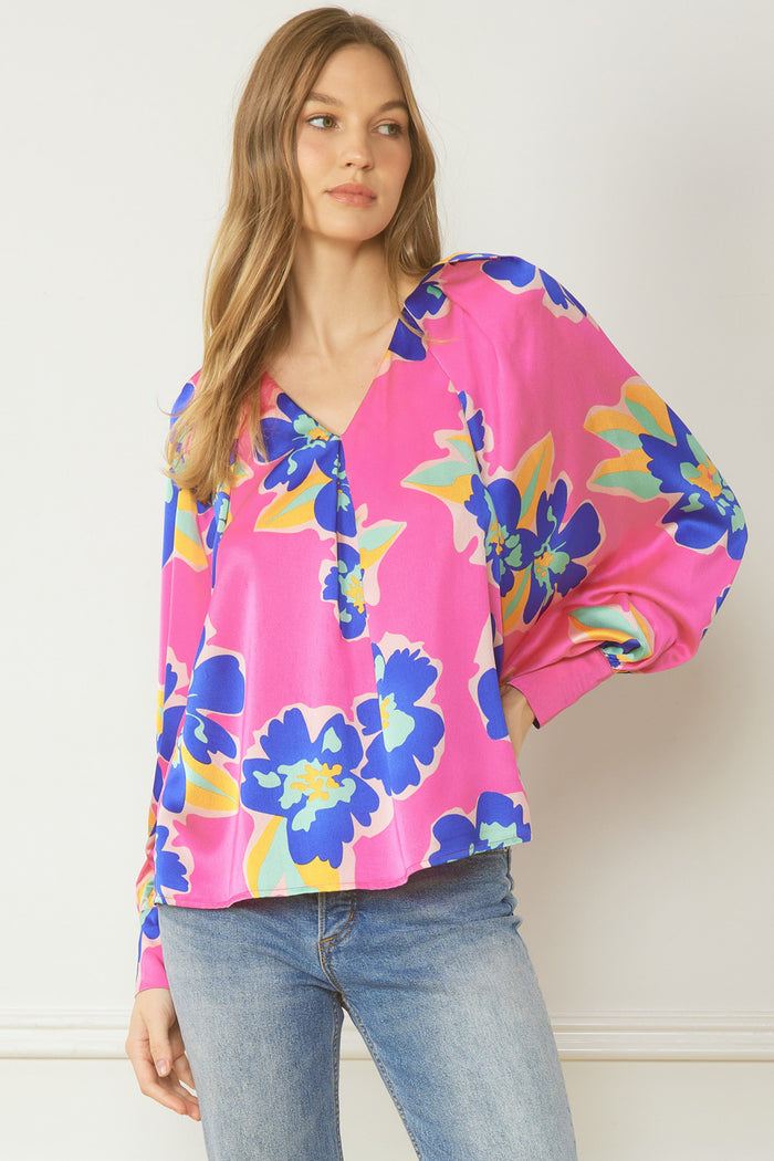 entro USA  Satin Floral Blouse