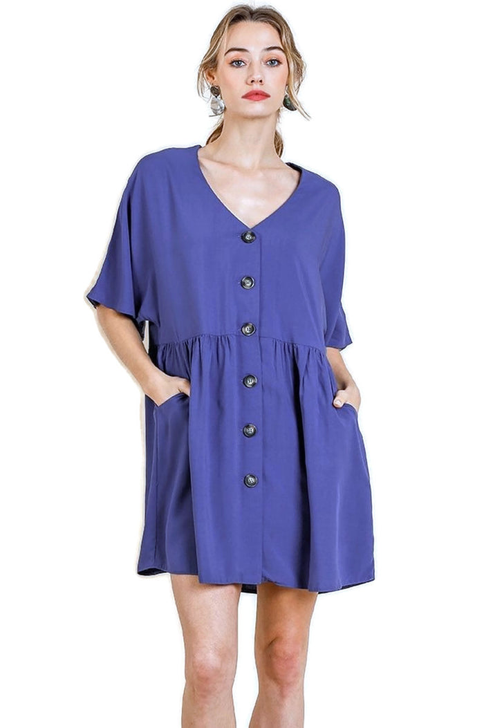 umgee babydoll pocket Dress short sleeve