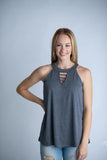 Keyhole Tank Top, Grey