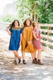 Denim Embroidered Tiered Dress