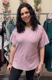 Lavender Striped Ruffle Top