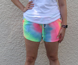 Tie Dye Knit Shorts, Fuchsia Blue