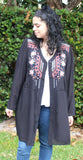 Embroidered Button Up Tunic Dress