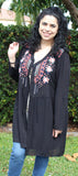 Embroidered Button Up Tunic Dress