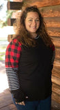 Plaid Stripe Raglan Top