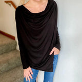 Cowl Asymmetric Top, Black