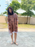 Leopard Fringe Caftan Top