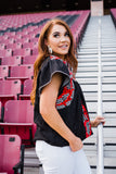 Flutter Sleeve Embroidered Top
