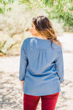 Denim Embroidered Top
