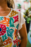 Multi-Color Ruffle Sleeve Top