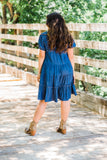 Denim Embroidered Tiered Dress