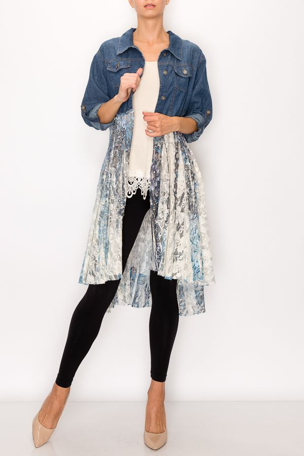 Origami Denim & Lace Duster