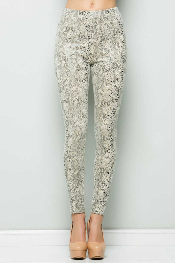 Snake Skin Leggings, Off White