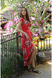 Floral Walk Through Maxi Romper, Red